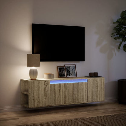 TV Wall Cabinet with LED Lights Sonoma Oak 135x31x39,5 cm