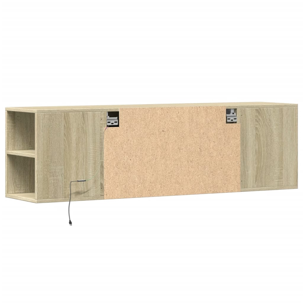 TV Wall Cabinet with LED Lights Sonoma Oak 135x31x39,5 cm