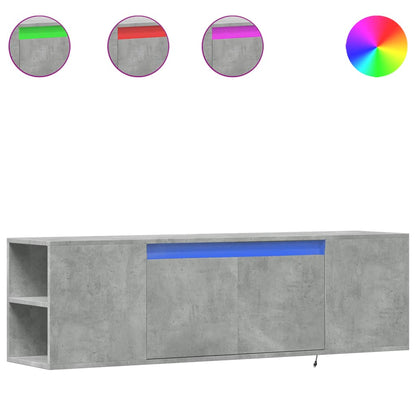TV Wall Cabinet with LED Lights Concrete Grey 135x31x39,5 cm