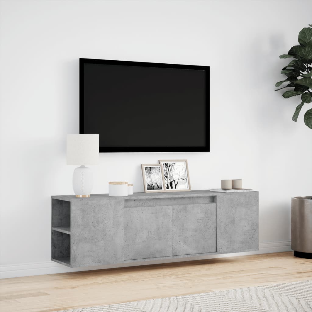 TV Wall Cabinet with LED Lights Concrete Grey 135x31x39,5 cm