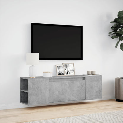 TV Wall Cabinet with LED Lights Concrete Grey 135x31x39,5 cm