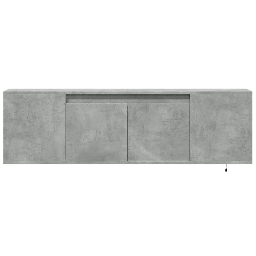 TV Wall Cabinet with LED Lights Concrete Grey 135x31x39,5 cm