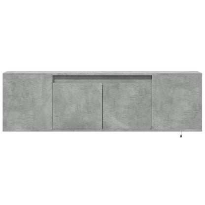 TV Wall Cabinet with LED Lights Concrete Grey 135x31x39,5 cm