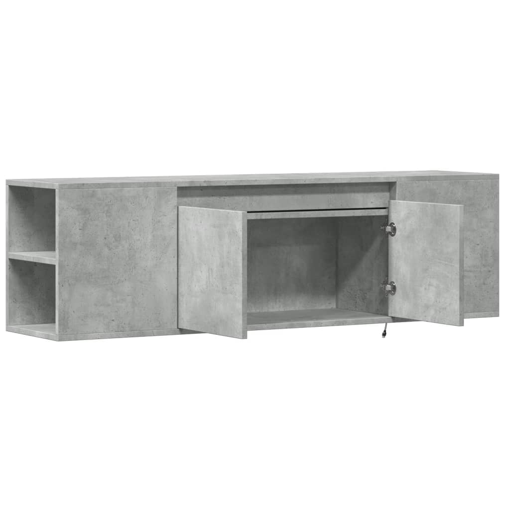 TV Wall Cabinet with LED Lights Concrete Grey 135x31x39,5 cm