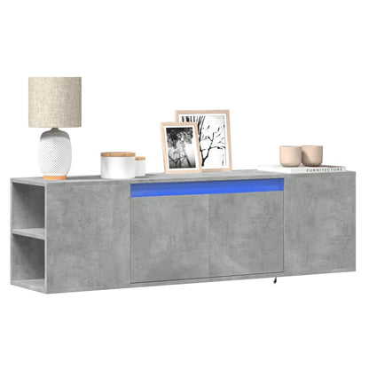 TV Wall Cabinet with LED Lights Concrete Grey 135x31x39,5 cm
