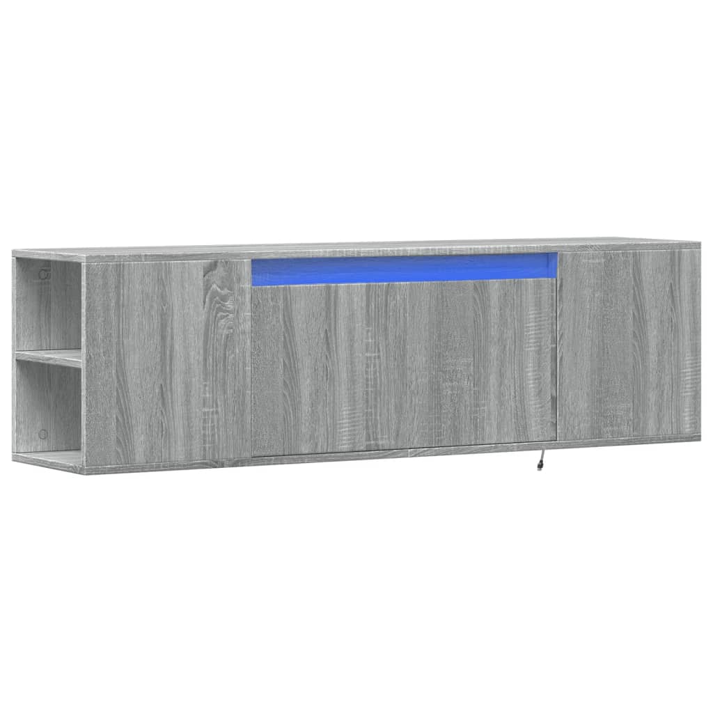 TV Wall Cabinet with LED Lights Grey Sonoma 135x31x39,5 cm