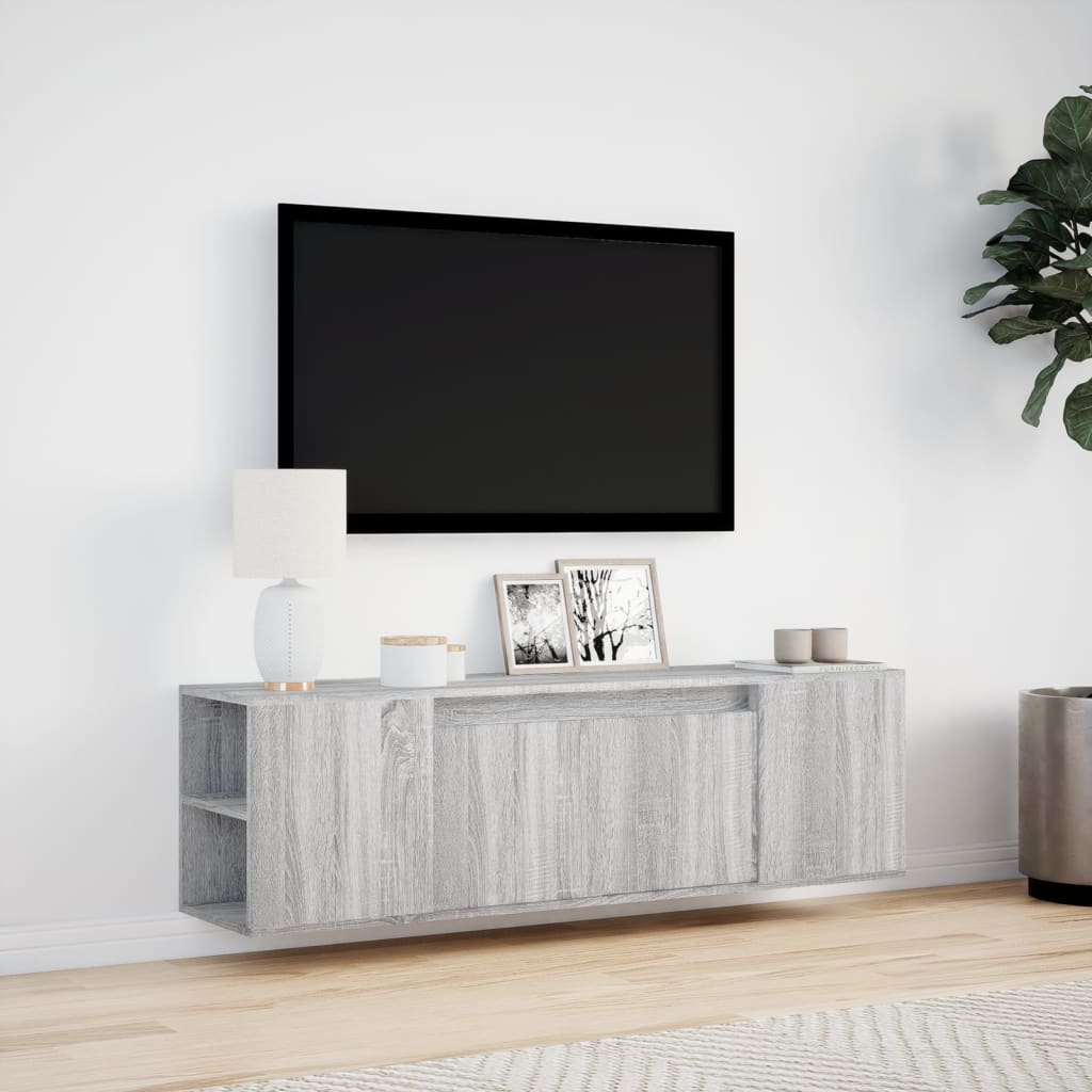 TV Wall Cabinet with LED Lights Grey Sonoma 135x31x39,5 cm