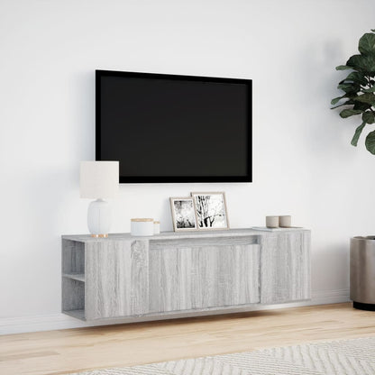 TV Wall Cabinet with LED Lights Grey Sonoma 135x31x39,5 cm