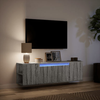 TV Wall Cabinet with LED Lights Grey Sonoma 135x31x39,5 cm