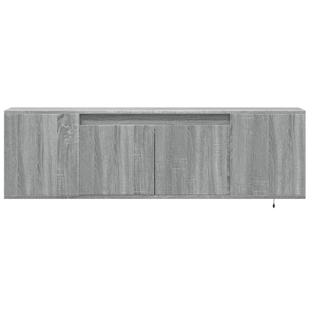 TV Wall Cabinet with LED Lights Grey Sonoma 135x31x39,5 cm