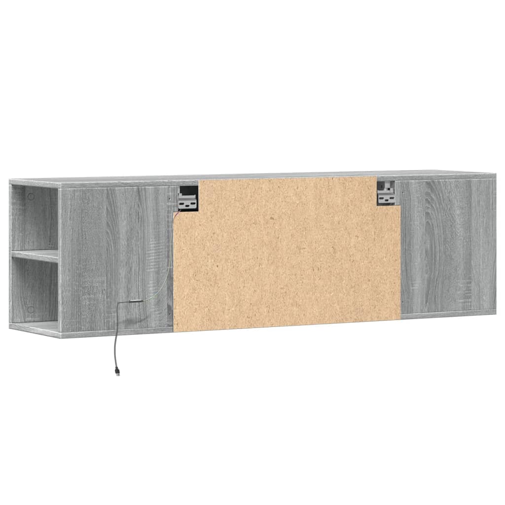 TV Wall Cabinet with LED Lights Grey Sonoma 135x31x39,5 cm