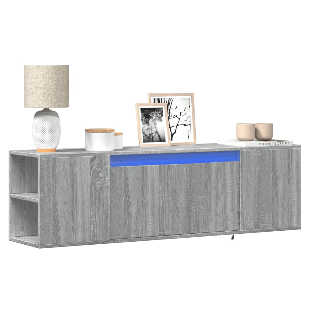 TV Wall Cabinet with LED Lights Grey Sonoma 135x31x39,5 cm
