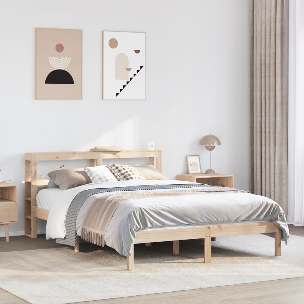 Bed Frame without Mattress 140x200 cm Solid Wood Pine