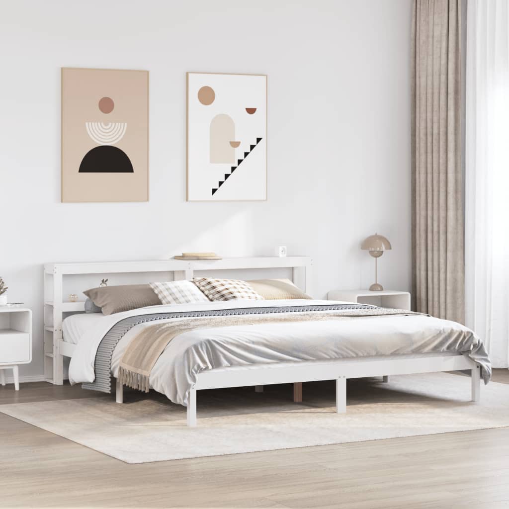 Bed Frame without Mattress White 180x200 cm Super King Solid Wood Pine