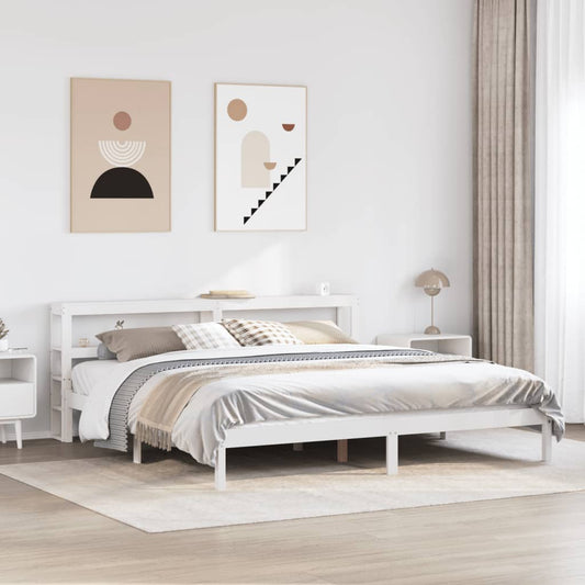 Bed Frame without Mattress White 200x200 cm Solid Wood Pine