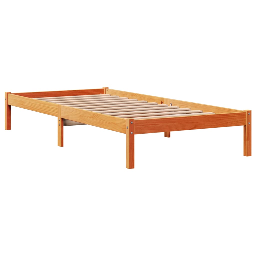Bed Frame with Headboard without Mattress Wax Brown 100x200 cm