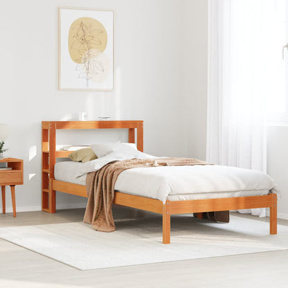 Bed Frame with Headboard without Mattress Wax Brown 100x200 cm