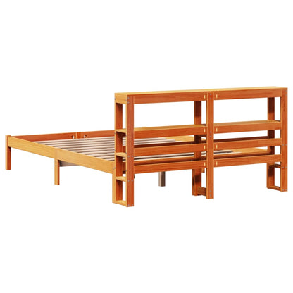 Bed Frame with Headboard without Mattress Wax Brown 140x200 cm