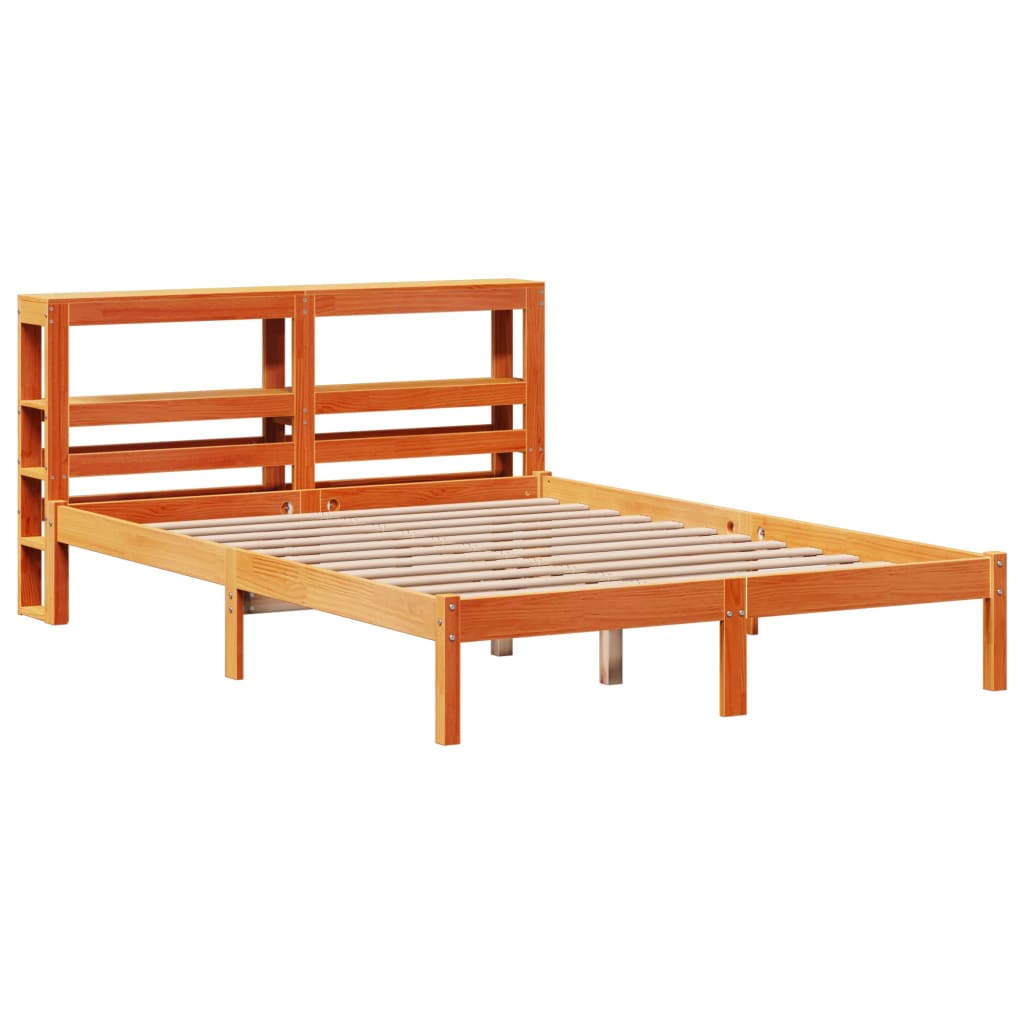 Bed Frame with Headboard without Mattress Wax Brown 150x200 cm King Size