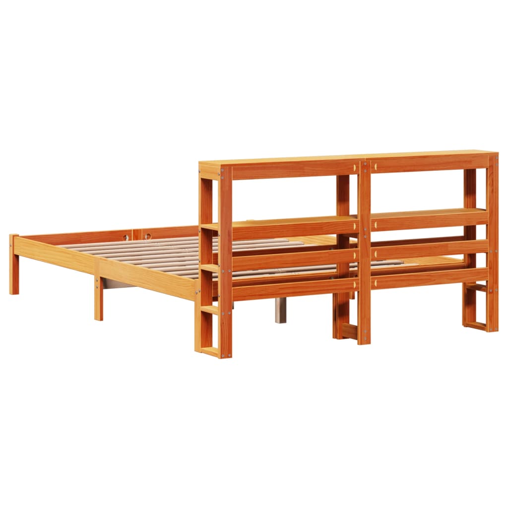 Bed Frame with Headboard without Mattress Wax Brown 150x200 cm King Size