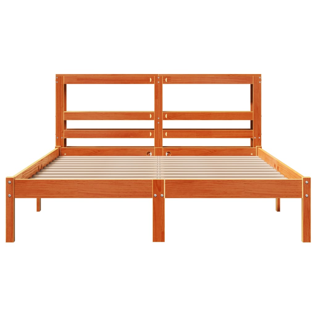 Bed Frame with Headboard without Mattress Wax Brown 160x200 cm
