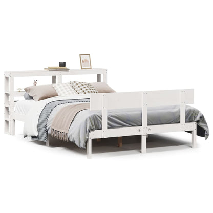 Bed Frame without Mattress White 150x200 cm King Size Solid Wood Pine