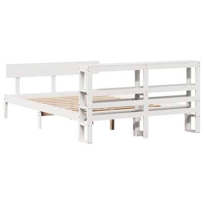 Bed Frame without Mattress White 150x200 cm King Size Solid Wood Pine