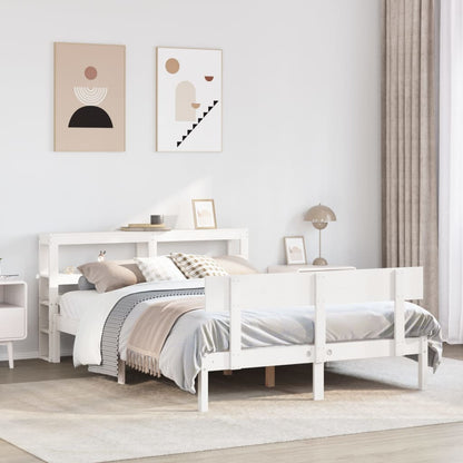 Bed Frame without Mattress White 150x200 cm King Size Solid Wood Pine