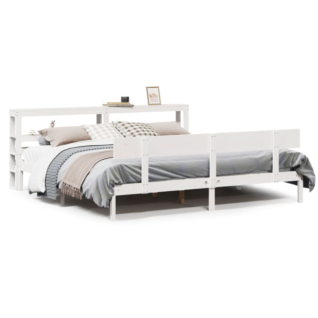 Bed Frame without Mattress White 180x200 cm Super King Solid Wood Pine