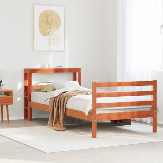 Bed Frame without Mattress Wax Brown 75x190 cm Small Single Solid Wood Pine