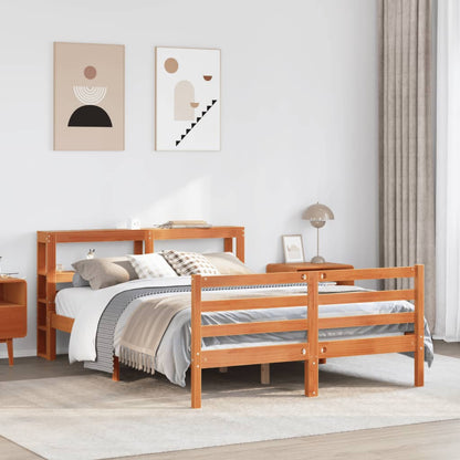 Bed Frame without Mattress Wax Brown 120x190 cm Small Double Solid Wood Pine