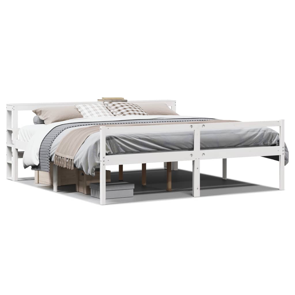 Senior Bed with Headboard without Mattress White 200x200 cm