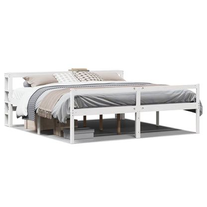 Senior Bed with Headboard without Mattress White 200x200 cm