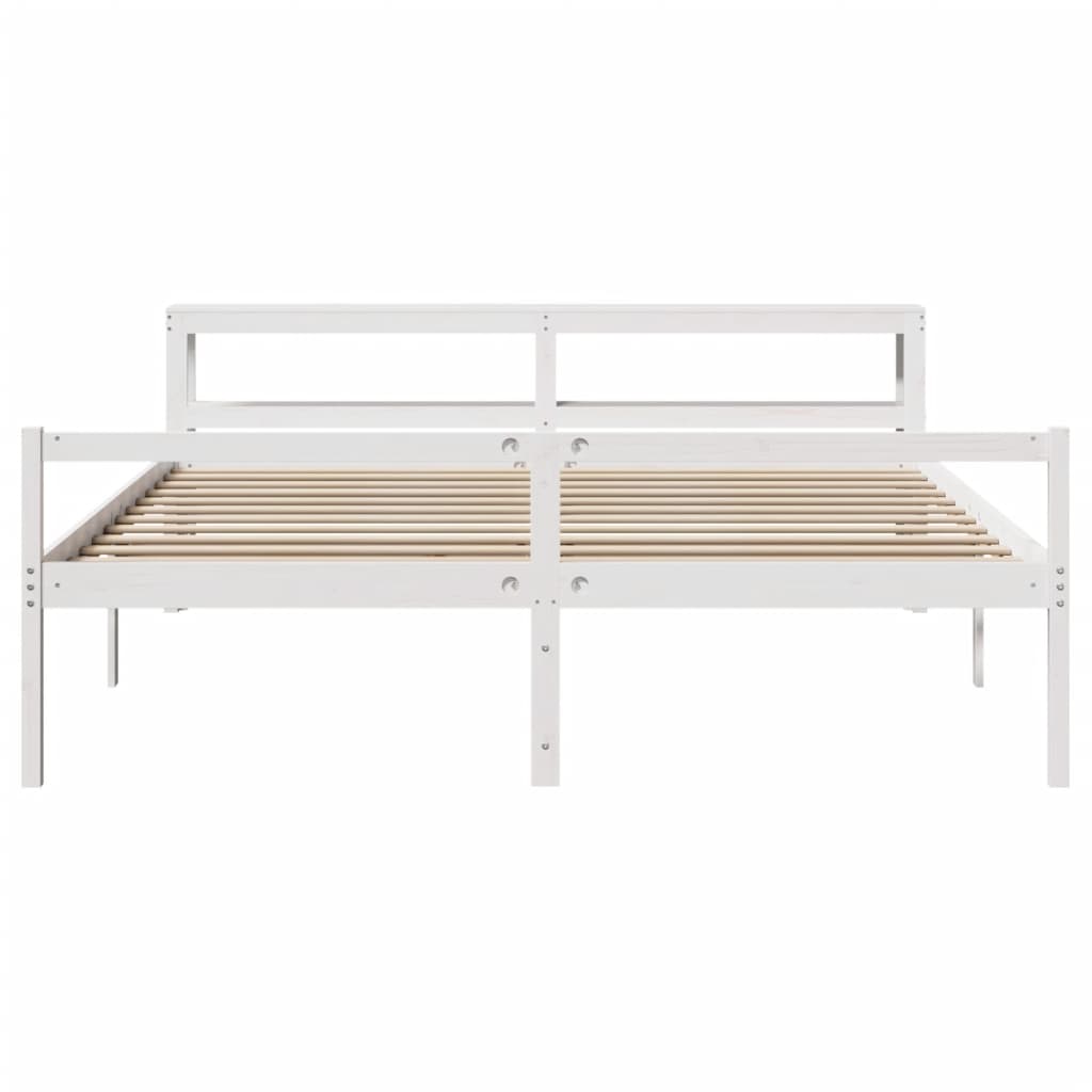 Senior Bed with Headboard without Mattress White 200x200 cm