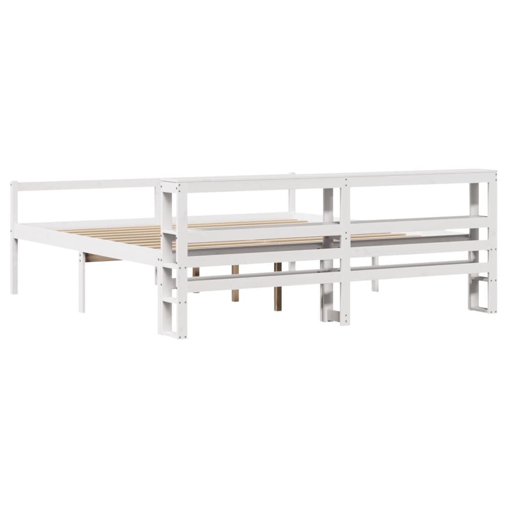 Senior Bed with Headboard without Mattress White 200x200 cm