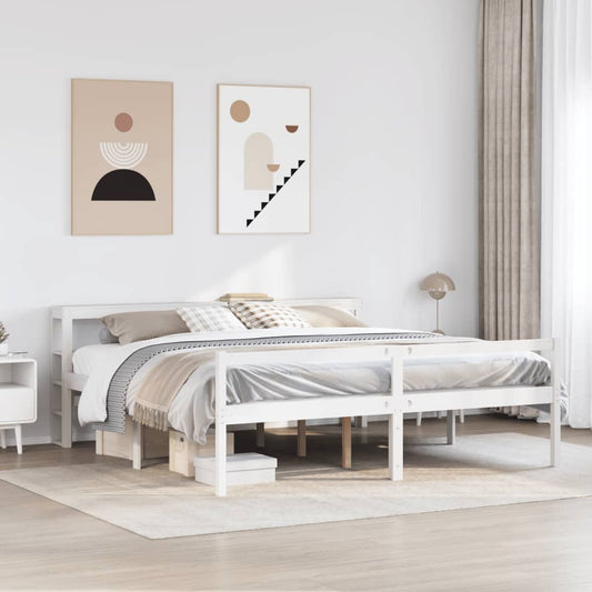 Senior Bed with Headboard without Mattress White 200x200 cm