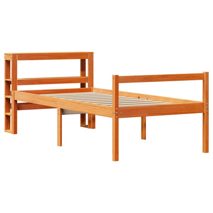 Bed Frame with Headboard without Mattress Wax Brown 75x190 cm Small Single