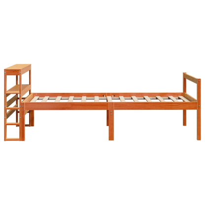 Bed Frame with Headboard without Mattress Wax Brown 75x190 cm Small Single