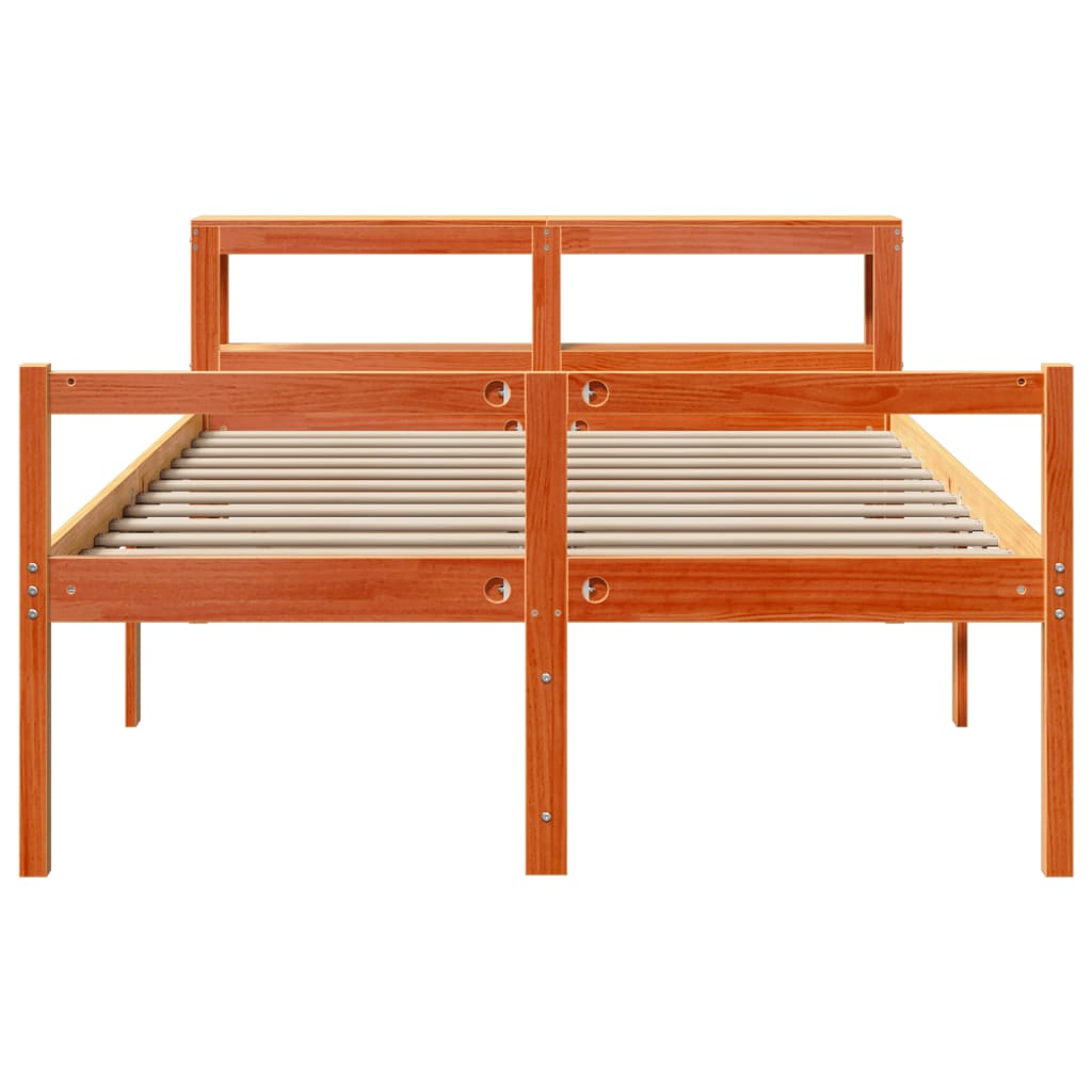 Bed Frame with Headboard without Mattress Wax Brown 140x190 cm