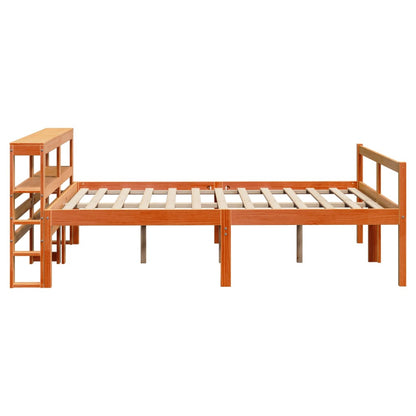 Bed Frame with Headboard without Mattress Wax Brown 140x190 cm