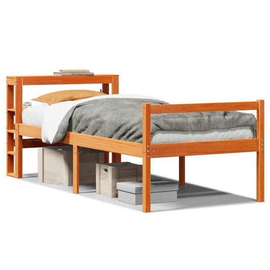 Bed Frame with Headboard without Mattress Wax Brown 90x200 cm