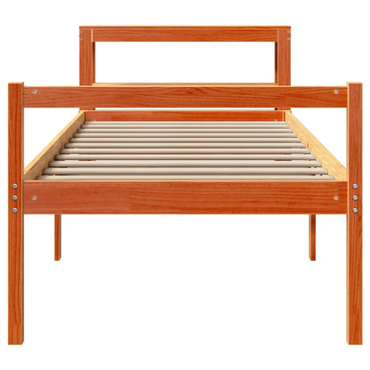 Bed Frame with Headboard without Mattress Wax Brown 90x200 cm
