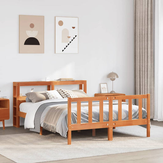 Bed Frame with Headboard without Mattress Wax Brown 150x200 cm King Size