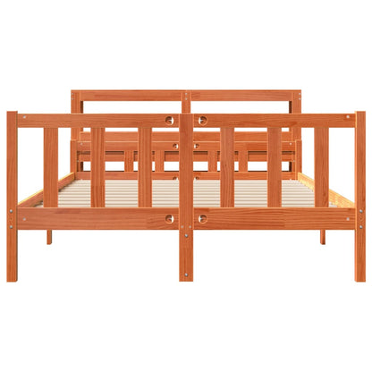 Bed Frame with Headboard without Mattress Wax Brown 160x200 cm