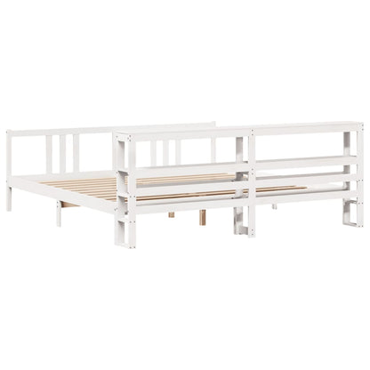 Bed Frame with Headboard without Mattress White 200x200 cm