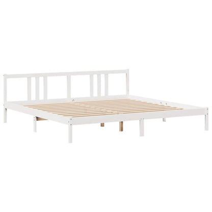 Bed Frame with Headboard without Mattress White 200x200 cm