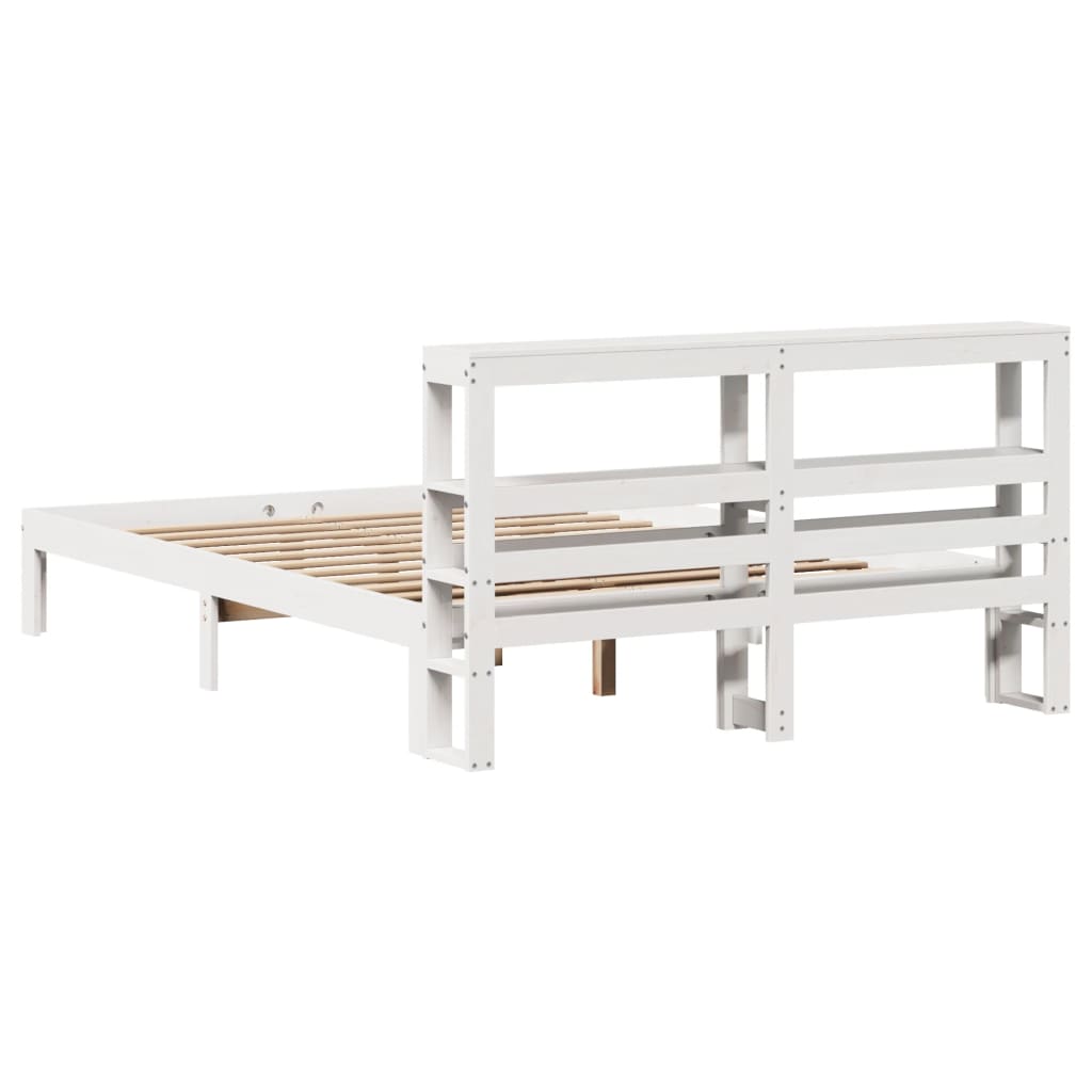 Bed Frame with Headboard without Mattress White 140x190 cm
