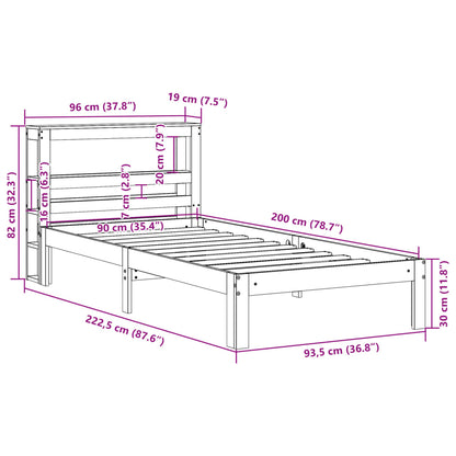 Bed Frame with Headboard without Mattress 90x200 cm