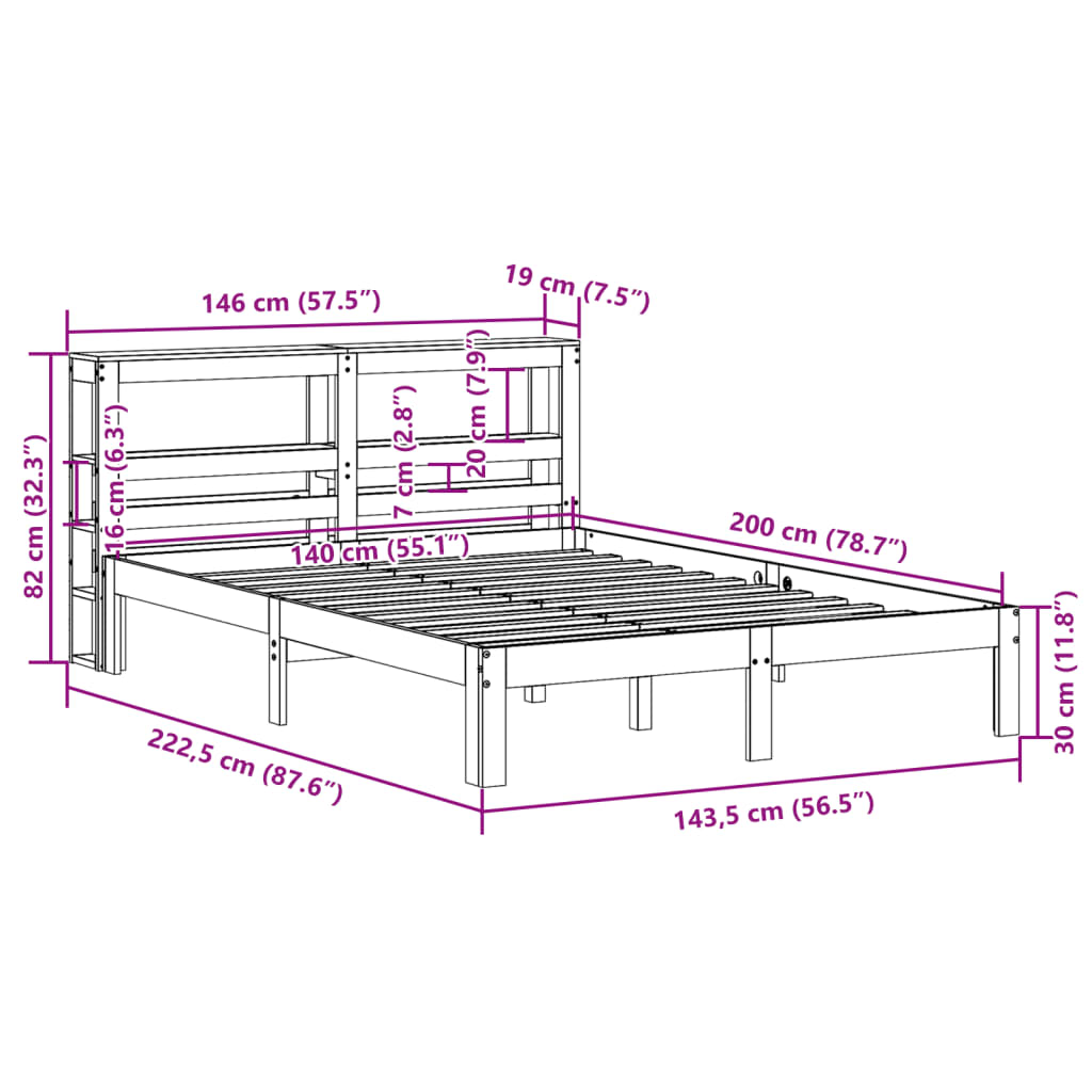 Bed Frame with Headboard without Mattress 140x200 cm