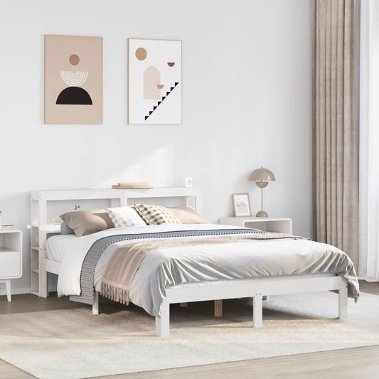 Bed Frame with Headboard without Mattress White 150x200 cm King Size